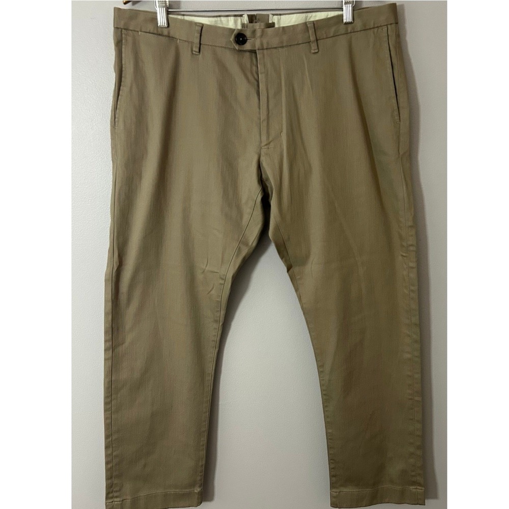 Proper Cloth Pants Mens‎ 37 Khaki Japanese Chino Cotton Tencel Slub Twill Casual